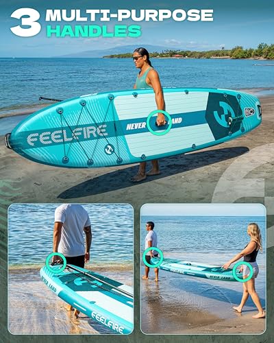 Feelfire 11‘x34 Extra Wide Dual SUP Bundle | 420lbs Capacity | Military-Grade PVC | 11' Inflatable Paddle Boards + Full Ac...