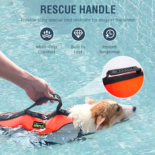 Dog Life Jackets for Large Breeds – Reflective Dog Life Vests for Swimming and Boating, Buoyancy Aid with Rescue Handle, A...