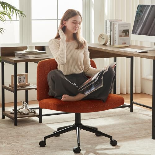 Dowinx Criss Cross Chair with Wheels, Preminum Fabric and Pocket Spring Cushion, Adjustable Swivel Wide Seat Computer Chai...