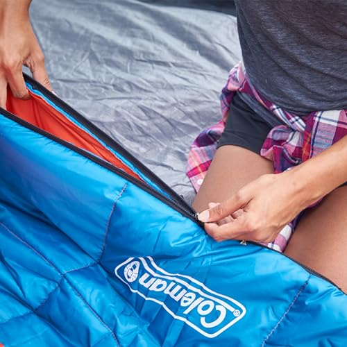 Coleman Kompact 20°F/30°F/40°F Sleeping Bag, Cool-Weather Adult Sleeping Bag with Heat Retention, Stuff Sack, & Snag-Free ...