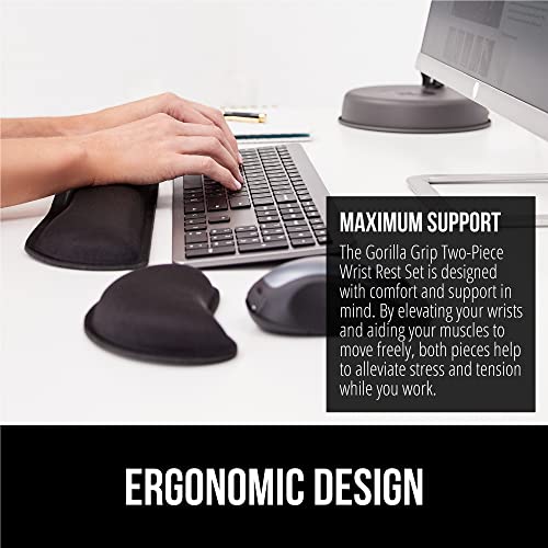 GORILLA GRIP Silky Memory Foam Wrist Rest for Computer Keyboard, Mouse, Ergonomic Design for Typing Pain Relief, Desk Pads...