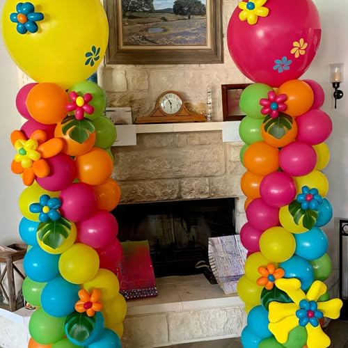 Rainbow Balloons, 50Pcs 12 Inches Yellow Orange Hot Pink Lime Green Neon Balloons Multicolor for Kids Colorful Rainbow Bir...