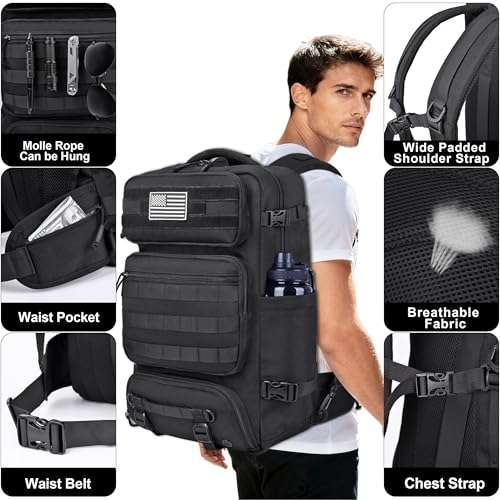 DEYACE 40L Travel Backpack Mens TSA Approved Carry-on Durable Large Weekender Backpack Fits 17.3 Inch Laptop YKK-Zipper AE...