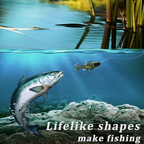 Fishing Lures Multi Jointed Fish Fishing Kits Slow Sinking Lifelike Swimbait Freshwater and Saltwater Crankbaits for Bass ...