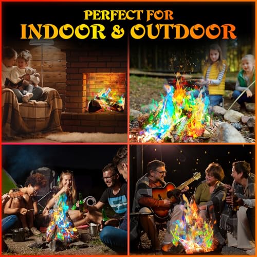 MEKER Fire Color Changing Packets - Fire Pit, Campfires, Outdoor Fireplaces, Bonfire - Fire Color - Perfect Fire Camping A...