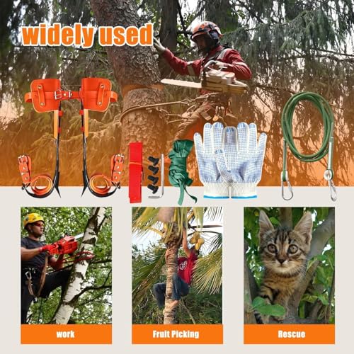 Tree Climbing Gear,Tree Climbing Spikes, Tree Climbing Gear with Adjustable Climbing Straps and Steel Core Flip Line, Rock...