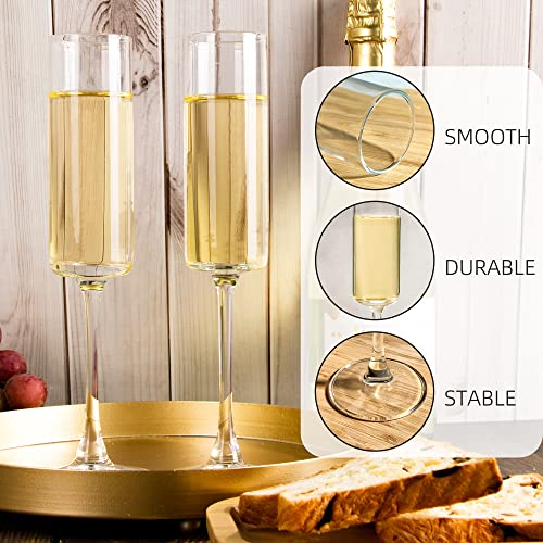 HAKEEMI Champagne Flutes Set of 12, 6 oz Champagne Glasses, Modern Sparkling Wine Glasses