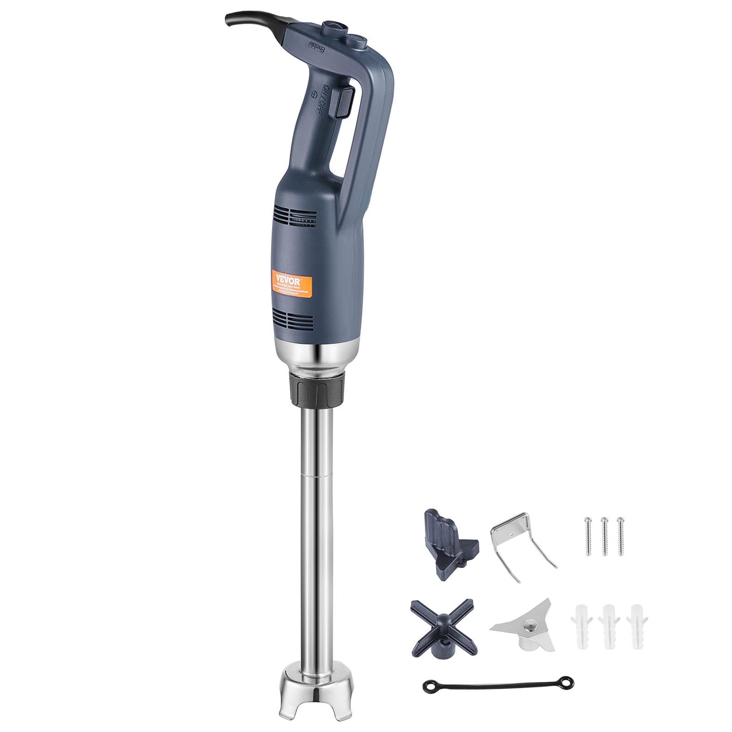 VEVOR Commercial Immersion Blender, 350W Heavy Duty Hand Mixer, 16 inch Stepless Variable Speed Mixer with Stainless Steel Blade, Multi-Purpose Portable Mixer for Soup, Sauces, Mashed Potatoes, Cream
