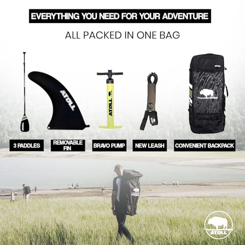 Atoll Inflatable Paddle Board with Premium SUP Stand Up Paddle Board Accessories & Back Pack, Non-Slip Comfort Deck for Un...