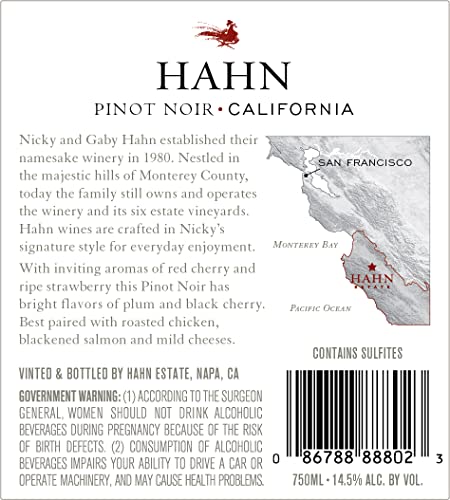 Hahn Winery Pinot Noir, Red Wine, 750 mL Bottle