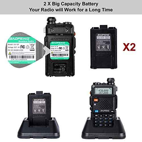 BaoFeng UV-5R 8 Watt Ham Radio BaoFeng Radio with Extra 1800mAh Battery and 771 Antenna Dual Band Ham Radio Handheld Includes Full Kit Walkie Talkie