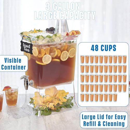 Buddeez Tritan Beverage Dispenser with Party Top Lid and Drip Tray - 3 Gallon Drink Dispenser - Drink Dispenser - BPA Free