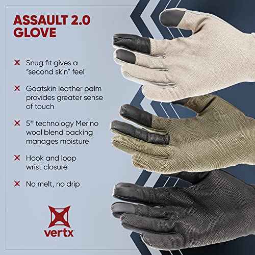 Vertx Mens Gloves, Breathable, Touch Screen Compatible Leather Palm, Removable Index Finger