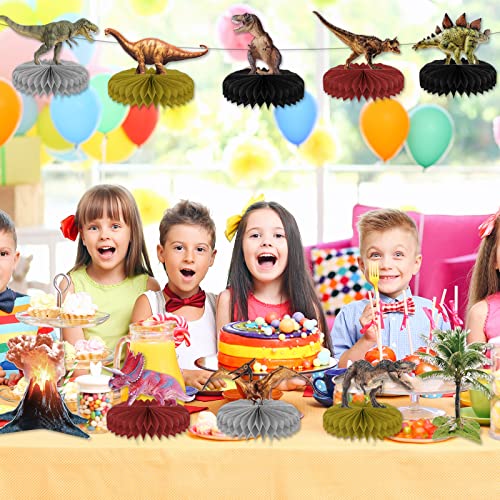 Tevxj 10 Pcs Dinosaur Centerpieces for Birthday Party 3D Dino Honeycomb Table Decorations Dinosaur Safari Jungle Animal Th...