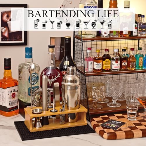 Bartender Kit Cocktail Shaker Set with Stand Bar Tool Bar Set for Drink Mixing Home Bartending Kit 11-Piece Bar Cart Acces...