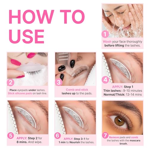 Korean Lash Lift Kit - 5 Sets At Home Eyelash Perm Kit with Upgraded Glue, Eyelash Lift Kit, DIY Lash Perm Easy for Beginn...