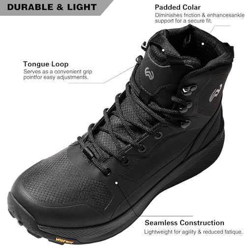 WIDEWAY Men's Lightweight Military Tactical Boots Non-Slip Work Boots For Men Comfortable All Day Waterproof Hiking Boots ...