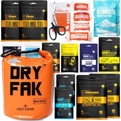 EVERLIT 290 Pc Waterproof First Aid Kit Dry FAK Medical Kit Emergency Survival Kit for Boat, Backpacking, Hiking, Fishing,...