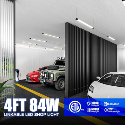 Barrina BS84 LED Shop Lights for Workshop 4FT, 84W, 10000LM, 5000K Linkable Light Fixture for Garage, Basement, Hanging or...
