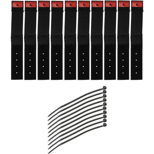 Pearstone 1 X 6 Touch Fastener Cable Straps (Black, 10-Pack)