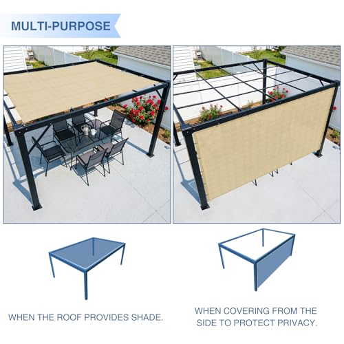 E&K Sunrise 10' x 34' Sun Shade Sail Straight Edge Rectangle Canopy Shade Cover with D-Ring Grommets UV Block for Outdoor ...
