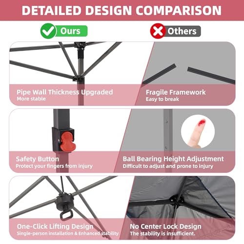 GDY 10x10 Pop Up Canopy Tent with 4 Sidewalls, Easy Set up with One Push Lift Outdoor Silver Coated Beach Gazebos, Carpas ...