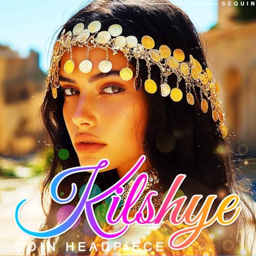Kilshye Snake Head Chain Gold Sequin Headpiece Festival Costume Headband for Women