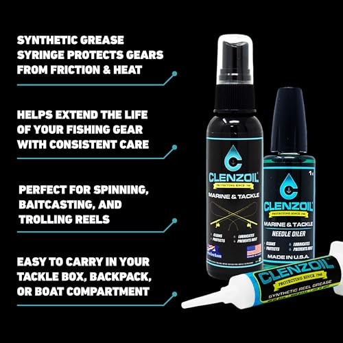 Clenzoil Marine & Tackle Reel Care Kit - with Fishing Reel Oil & Grease - All-in-One Cleaning Kit - for Freshwater & Saltw...