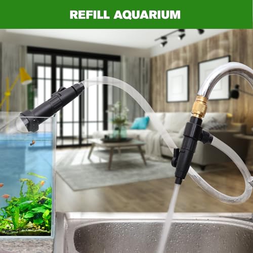 ZRDR Aquarium Siphon Vacuum Gravel Cleaner Kit for Fish Tank Cleaning Gravel & Sand, Fish Tank Water Changer Metal Faucet ...