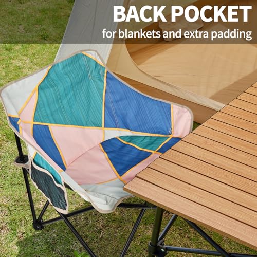 2 Pack Camping Chair for Adults, Portable Folding Sofa Chair, Easy Set Up Patio Chair Lawn Padded Seat Camping Stool Chair...