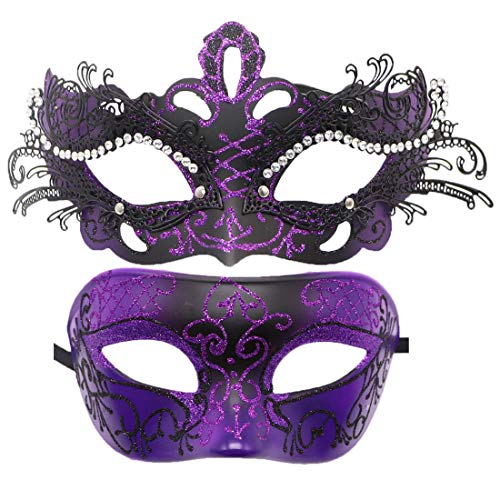Coolwife Couples Masquerade Masks Metal Venetian Mardi Gras Party Evening Prom Costume Mask