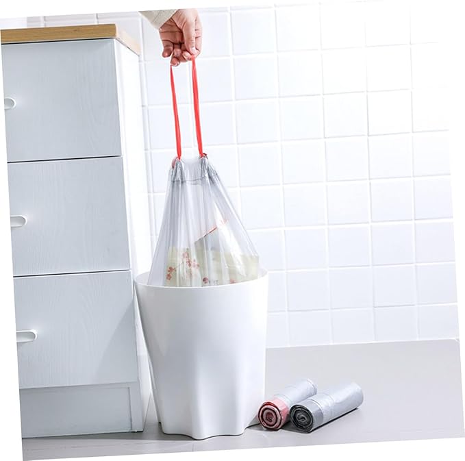 TOYANDONA 5 Rolls Thickened Drawstring Trash Bags Disposable Portable Rubbish Bags for Kitchen Use Garbage Pouches Easy to Carry and Store Random Color