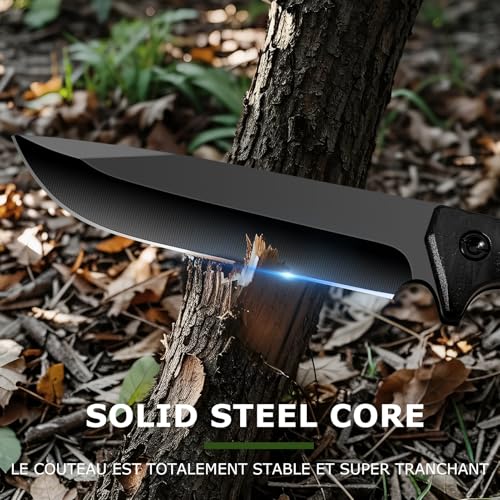 xiaotianlai Survival Knife with Fire Starter and Kydex Sheath,10.16" Full Tang Fixed Blade Hunting Knife with G10 Handle f...