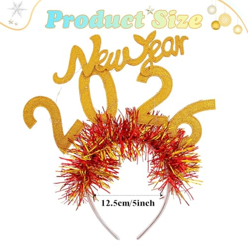 EVILD Happy New Year Headband Gold New Year 2026 Hair Accessories for Women (1 Gold)