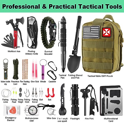 Survival Kit 256 in 1, First Aid Kit Survival Gear Tools Trauma Kit with Molle Pouch for Outdoor, Camping, Hunting, Hikin...