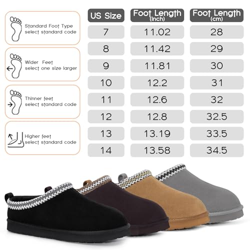 FITORY Men’s Winter Genuine Leather Slippers, Comfy Memory Foam Suede Shoes with Warm Fleece-Lined for Indoor and Outdoor ...