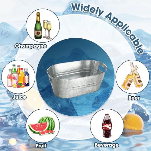 12 Pcs Galvanized Tub Ice Buckets 3 Gallon Metal Champagne Drink Bucket with Handles Large Beverage Tubs Wine Beer Storage...