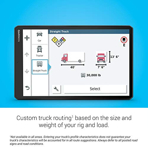 Garmin dēzl OTR1000, 10-inch GPS Truck Navigator, Easy-to-Read Touchscreen Display, Custom Truck Routing and Load-to-Dock ...