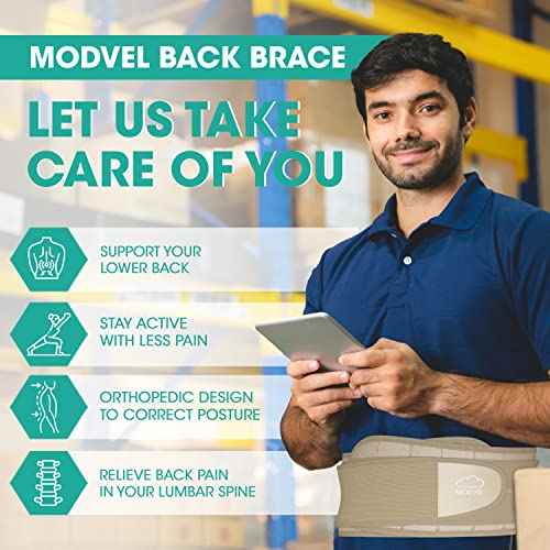 Modvel Lower Back Brace for Men and Women ? Back Support Belt for Pain Relief, Herniated Disc, Sciatica, Scoliosis ? Lumbar Compression Brace