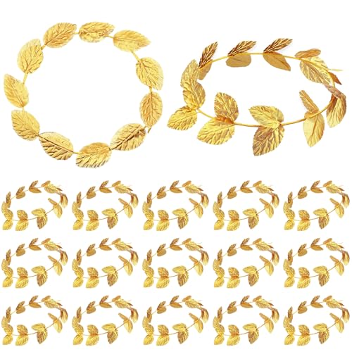 meekoo Gold Laurel Crown Wreath Greek Leaf Headband Toga Party Roman Caesar Headpiece Goddess Costume for Women Men Weddin...