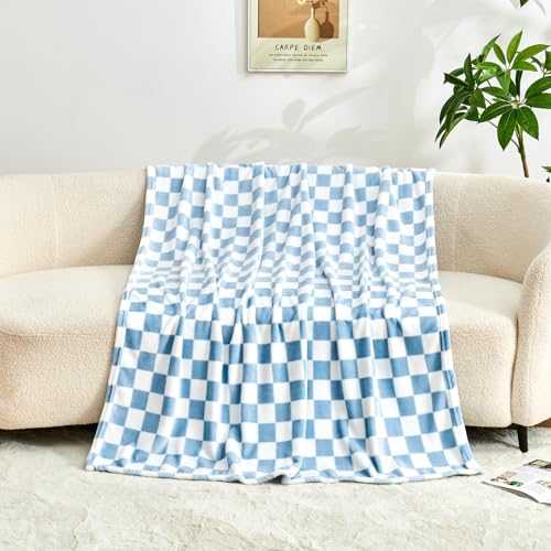 Edenleaf Checkered Blanket Flannel Throw Blankets Soft Cozy Checkered Grid Print Chessboard Gingham Pattern Throws for Bed...