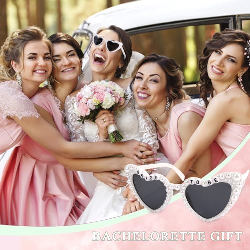 KICOSY Bride Sunglasses for Bachelorette White Heart Sunglasses Bride to Be Sunglasses Womens Bachelorette Sunglasses