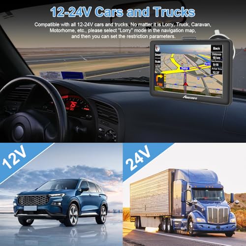 AWESAFE GPS Navigator for Car, Latest 2025 Map 7 Inch Touch Screen, Real Voice Spoken Turn-by-Turn Direction Reminding Nav...