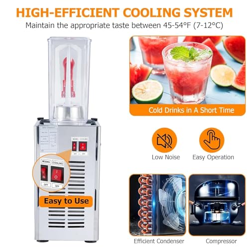 Commercial 10L (2.64 Gal) Stainless Steel Beverage Dispenser, 180W Iced Tea/Juice/Drink Machine With Food Grade Materials ...