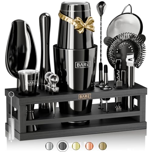 BARE BARREL® Mixology Bartender Kit Bar Set | 16-Piece Cocktail Shaker Set | Martini Barware Mixing Tools for Home Bartend...