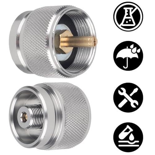 2pcs Camping Stove Adapter, Outdoor Cylinder LPG Canister Adapter Camp Fuel Gas Converter for Backpacking Stove Portable B...