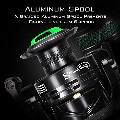Sougayilang Fishing Reel, 5.2:1 High Speed Spinning Reel, Lightweight 11+1BB Ultra Smooth for Saltwater or Freshwater,100...