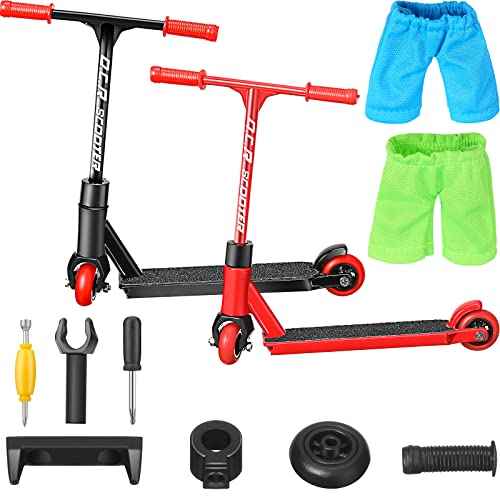 Civaner 22 Pcs Mini Finger Scooter Toys Skateboards for Fingers Tech Scooter Bike with Two Wheels for Desk Interactive Toys(Red, Black)
