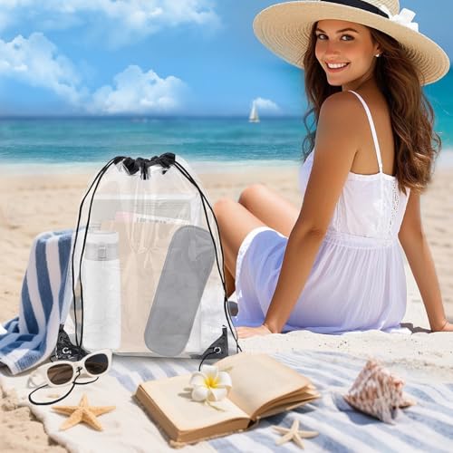starfa lab 2 Pack Clear Drawstring Bags for Stadium Events,See Through Waterproof PVC Backpack for Men and Women,Ideal for...