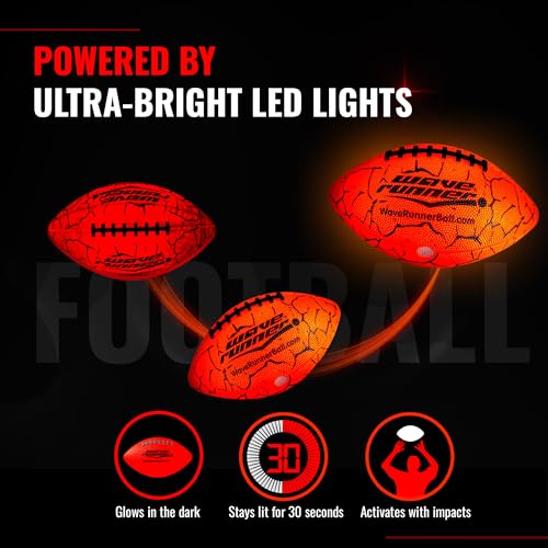 Wave Runner LED Light-Up Football - Glow in The Dark Football Games- Size 10.35 in. with Pump and Batteries Included | Per...